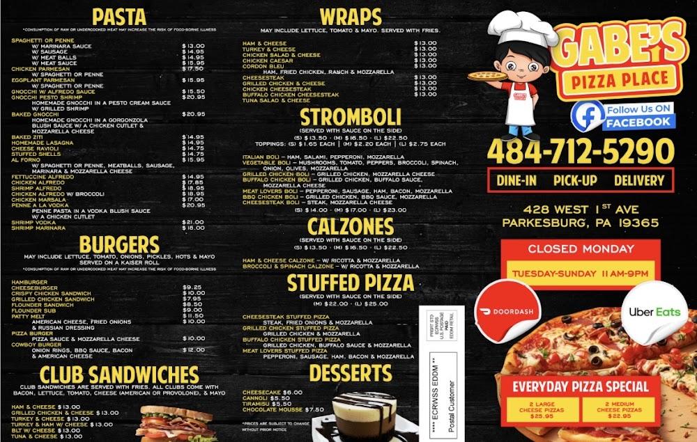 Gabe's Pizza Place Menu image 2